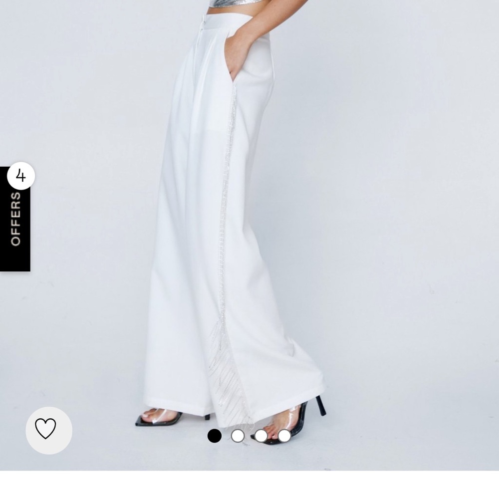 Diamanté Trim Wide Leg Pants
